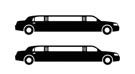 Two black limousine silhouettes illustrating vehicle length and design variations © Momtaj
