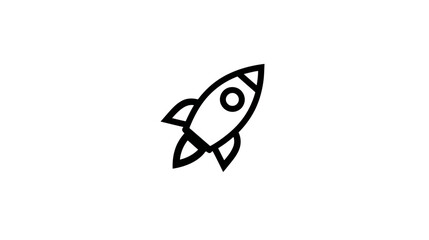 Fototapeta premium A simple, black and white illustration of a rocket ship against a white background, ascending