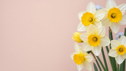 Spring landscape with flowers, copy space