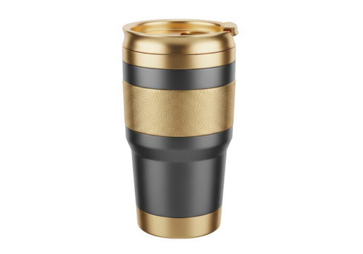 Gold and black glitter tumbler isolated on transparent background - Powered by Adobe