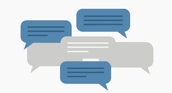 Communication and dialogue bubbles representing social media and online chat conversations