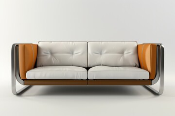 Naklejka premium Modern Designer Sofa with Leather and Fabric Combination