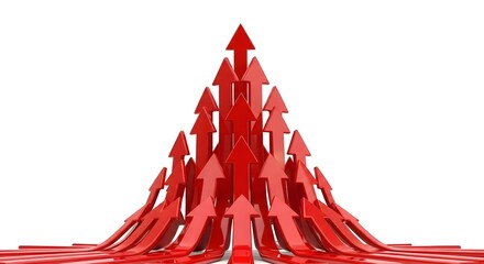 Red Christmas tree with ribbons and bows for holiday celebration