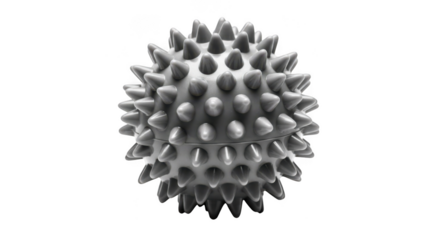 Spiky massage ball, physiotherapy tool isolated on transparent background
