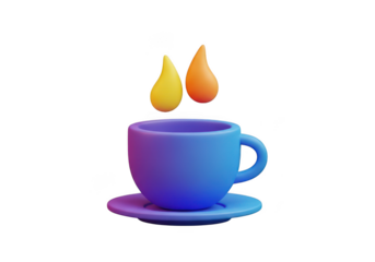 Blue coffee cup with steam isolated on transparent background