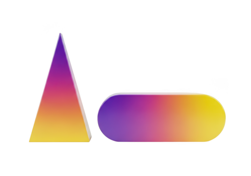 3d gradient pyramid and capsule isolated on transparent background
