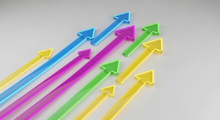 Colorful 3D Arrows Pointing Upward Representing Growth and Success