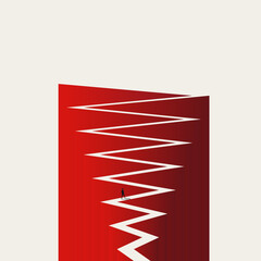 A striking, abstract graphic of a man on a sharp, zigzag path, illustrating the hard road to success, a difficult career path, an unpredictable challenge, and overcoming obstacles in business.