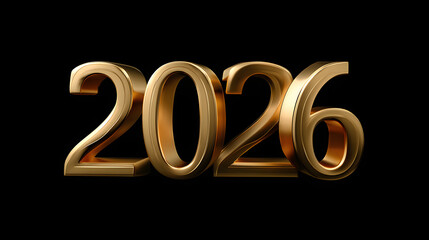 Golden 2026 Numbers on Black Background &ndash; New Year Celebration Concept