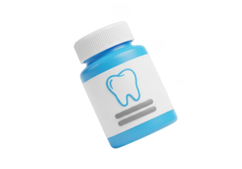3d bottle icon with tooth symbol isolated on transparent background