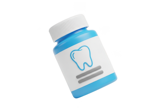 3d bottle icon with tooth symbol isolated on transparent background - Powered by Adobe