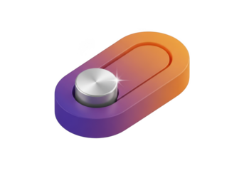 Modern toggle switch with gradient isolated on transparent background