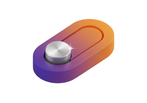 Modern toggle switch with gradient isolated on transparent background