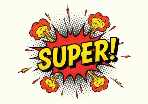 Explosion of super! in a comic book art style