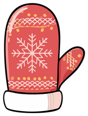 Cozy red winter mitten with snowflake pattern warm winter accessory for cold weather protection