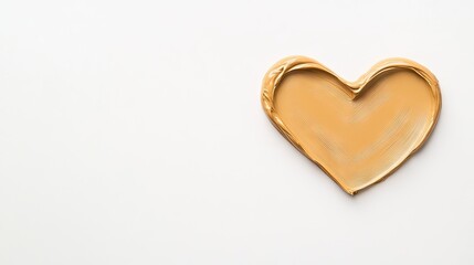 Fototapeta premium Heart-shaped strokes of liquid foundation in warm tones on a white background for beauty branding and cosmetic creativity