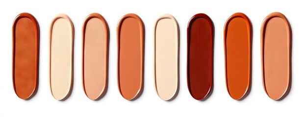 Obraz premium A curated display of diverse foundation shades blending seamlessly on a pristine white backdrop