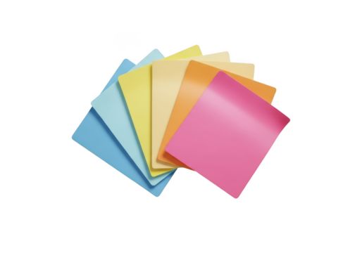 Fan of colorful sticky notes isolated on transparent background - Powered by Adobe