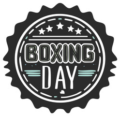 Decorative Boxing Day Holiday Greeting Label with Stars and Distressed Hand-Drawn Style