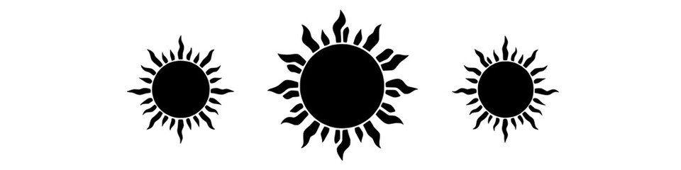 three suns in black and white, a vector illustration