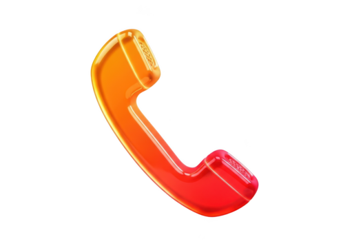 Orange and red telephone receiver isolated on transparent background