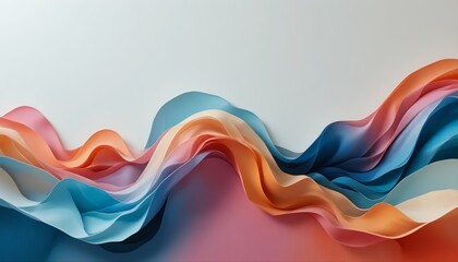 Vibrant abstract waves of colorful paint blending in fluid motion, showcasing orange, yellow, blue, and red layers with dynamic texture and artistic energy