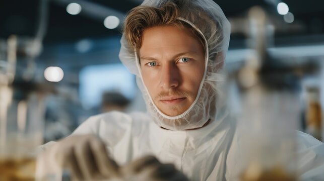 Scientist in protective suit operating cryogenic system with liquid nitrogen tanks, emotion of concentration and caution visible, representing safe handling of ultra-low temperature materials and