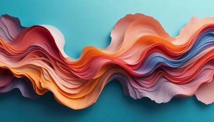 Vibrant abstract waves of colorful paint blending in fluid motion, showcasing orange, yellow, blue, and red layers with dynamic texture and artistic energy