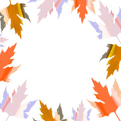 Autumn decorative frame with maple tree leaves