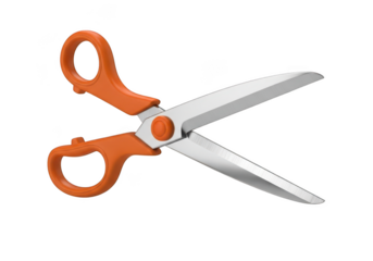 Orange handled scissors isolated on transparent background