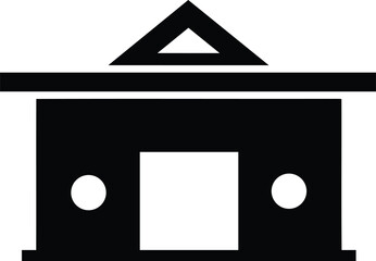 Minimalist School Building Icon Vector Illustration Education Structure Design Simple Exterior Facade Line Art Style Black Silhouette