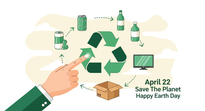 Earth Day Recycling Reminder with Green Arrows for Environmental Conservation
