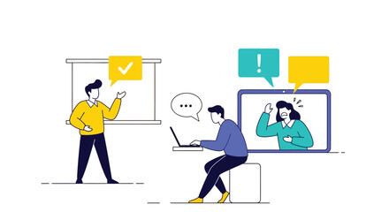 Remote Team Collaboration Online Meeting and Presentation Illustration