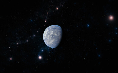 Cosmic view of the blue planet in outer space.