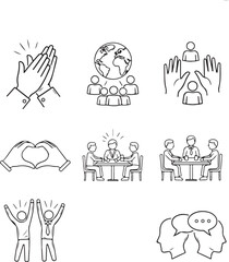 Business and Teamwork Icon Set clapping hands
