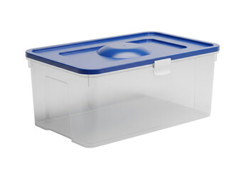 Large 20L Clear Plastic Storage Box with Blue Lid and Handles