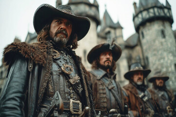 Obraz premium Musketeers defending the Bastille in historic showdown during battles in France