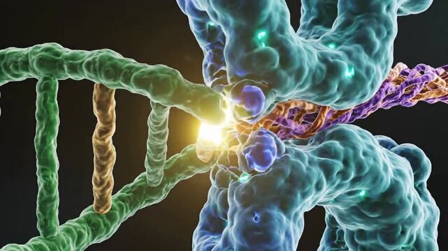 CRISPR Gene Editing Visualization at Molecular Level | Enzyme Cutting DNA Strand in Real-Time | Biotech Innovation for Precision Medicine
