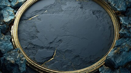 Abstract gold frame with dark textured surface perfect for presentations