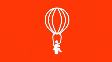 Simple balloon icon on vibrant red background for conceptual design
