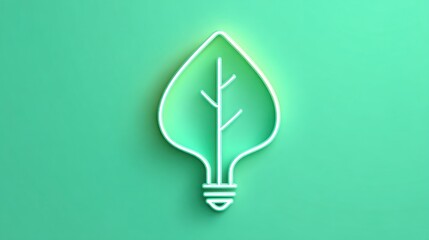 Green leaf bulb icon on turquoise background symbolising environment