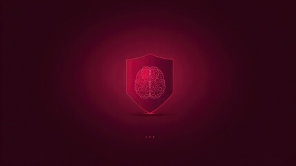 Conceptual digital security graphic with glowing brain inside shield symbol