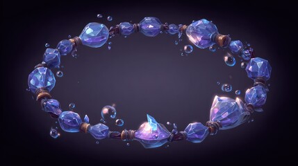 Abstract blue jewel circle elegant decorative gemstone arrangement