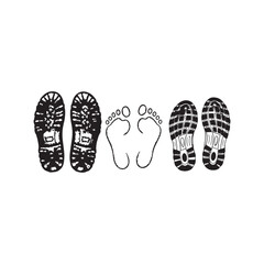 Illustration of footprints and shoe prints of a family, symbolizing their journey together in life