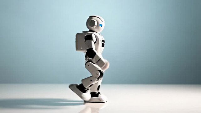 Robot walking in a symbolic representation of human connection and control over artificial intelligence and modern robotics technology.
