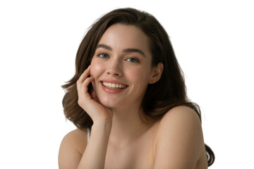 Young woman smiling, isolated on transparent background