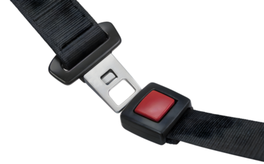 Closeup of a seatbelt buckle, safety