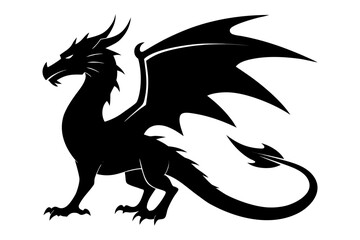 Dragon silhouette vector, Black Dragon black symbol