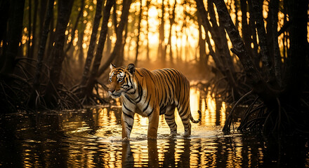 A striped zebra in the wild and a tiger in the zoo represent the nature of the big cat mammal and wildlife