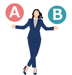 どっちがいいか選択するビジネスウーマンのイラスト